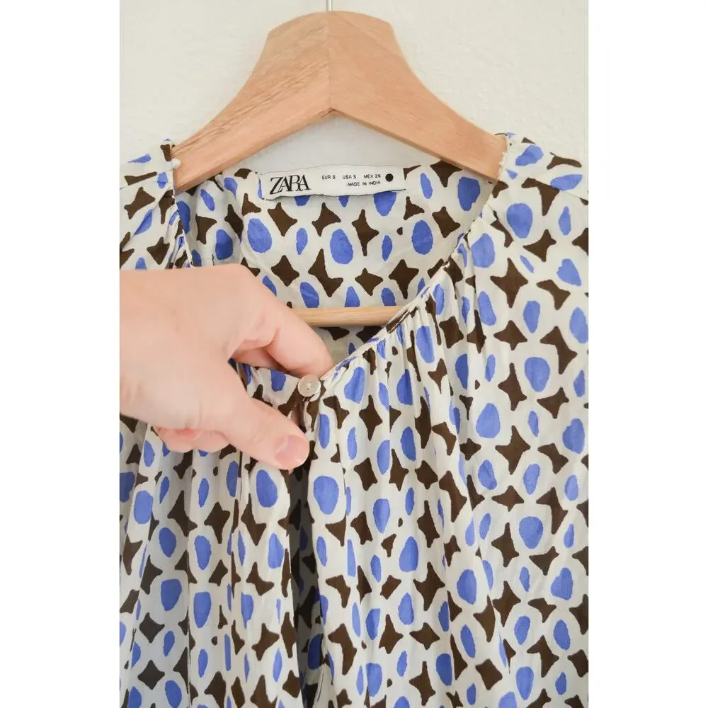 Zara Cotton Printed Tiered Sundress Size Small - Picture 4 of 8